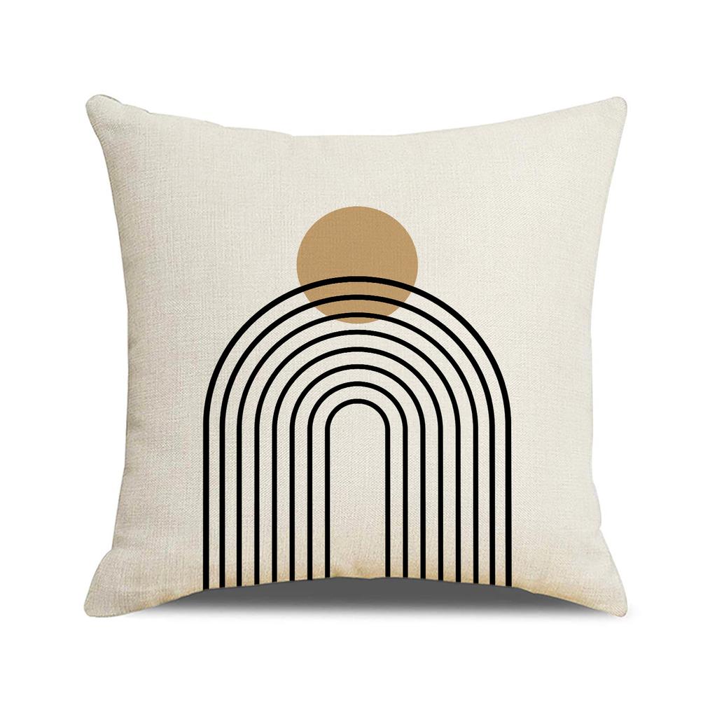 Wind Printed Pillow Case Indoor Bay Window Decoration Square Geometric Cushion Linen Abstract Simple Sofa Pillow