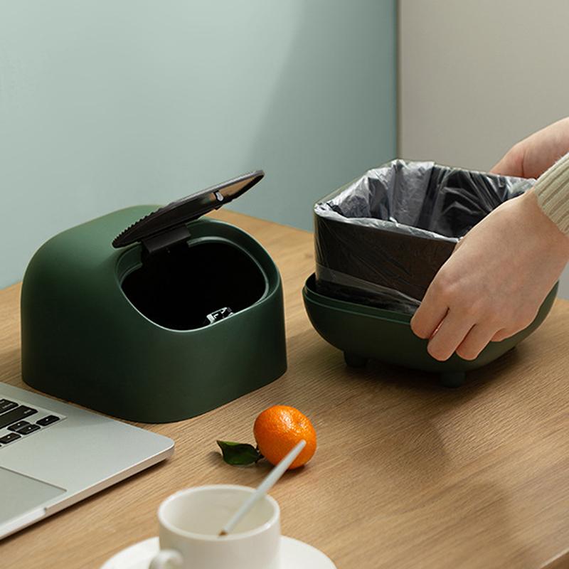 1ks Ninja Stolní odpadkový koš Kreativní Malý Kancelářský Mini Dvouvrstvý Lisovací Odpadkový Koš Roztomilý Ins Mini Úložný Box na Odpadky