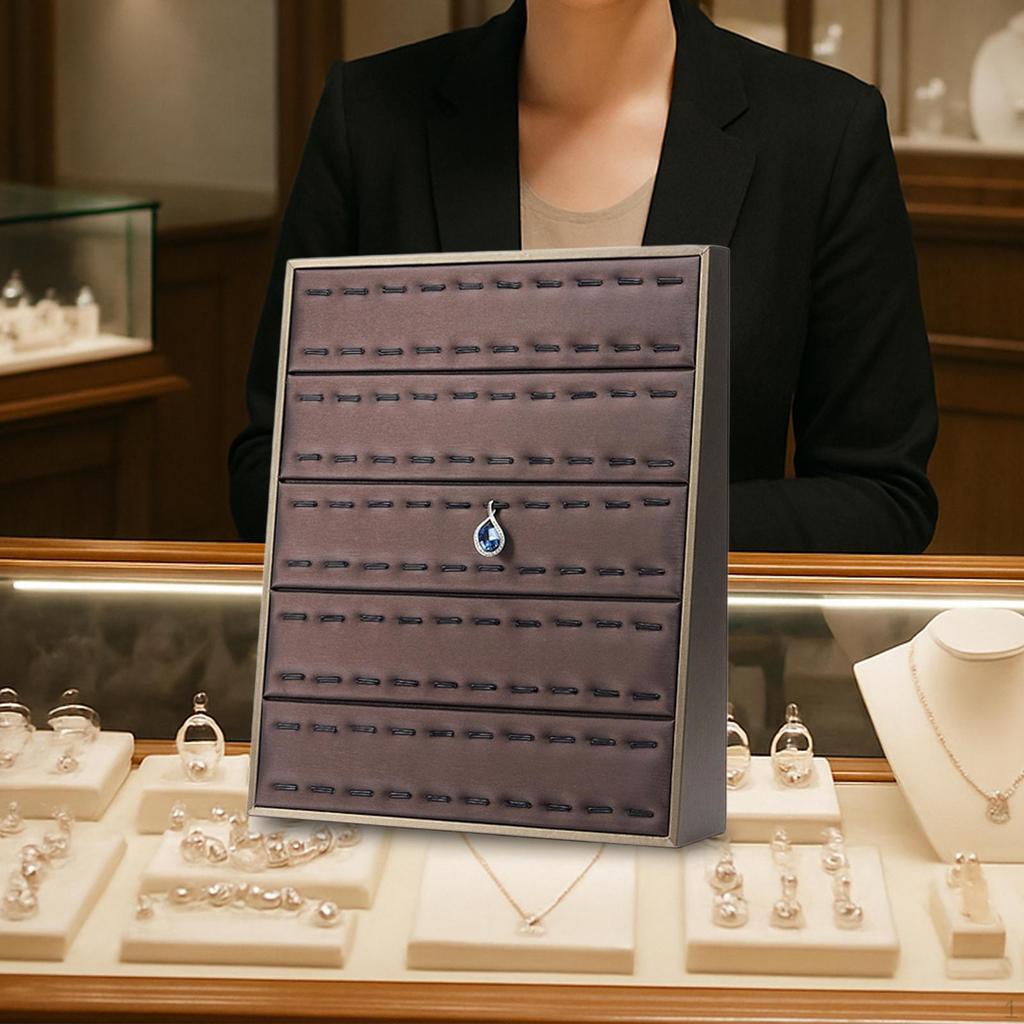 Vertical Jewelry Display Tray Holder Large Capacity PU Leather Stand Rack for Boutique, Home