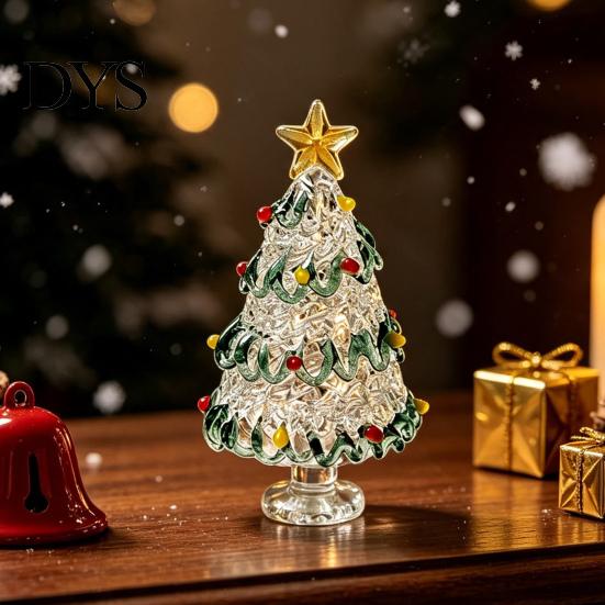 Glass Ornaments for Winter Decor Glazed Christmas Tree Figurine, Pulled Wire Desk Decor, Festive Table Centerpieces Holidays Mini Holiday Tabletop