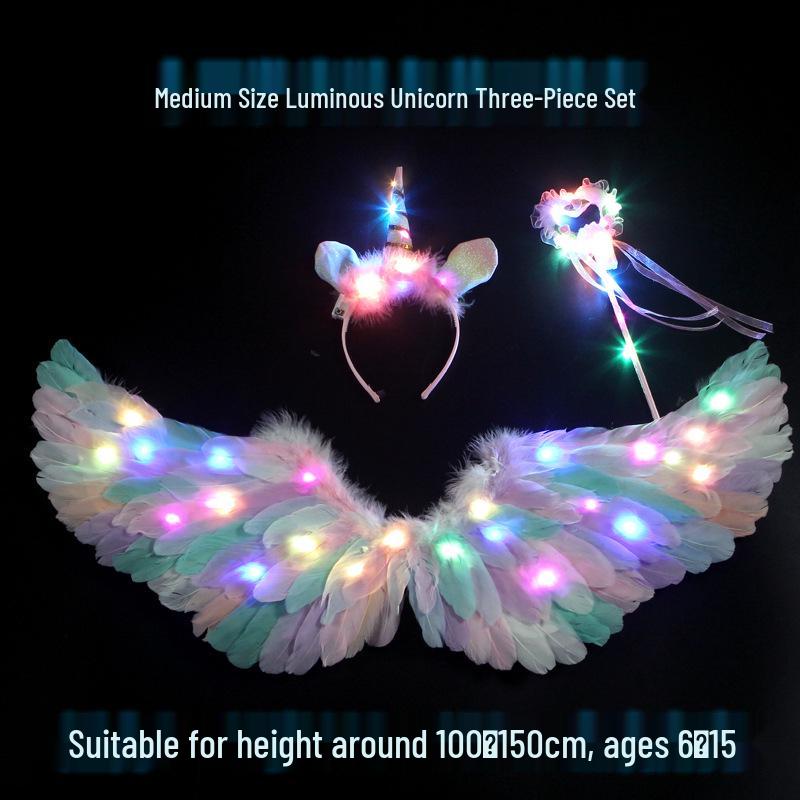 Children's Glowing Angel Feather Wings Costume Prop for Girls & Adults - Fairy, Elf, Cosplay & Photoshoots