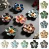 Unique Kiln Change Tableware Cherry Blossom Sauce Dish, Ceramic Sushi Soy Dipping Bowl, Small Artisanal Condiment Dish Decorative Seasoning Appetizer