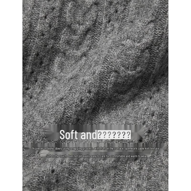 Inman Women's Faux Fleece Cable Knit Turn-down Collar Sweater