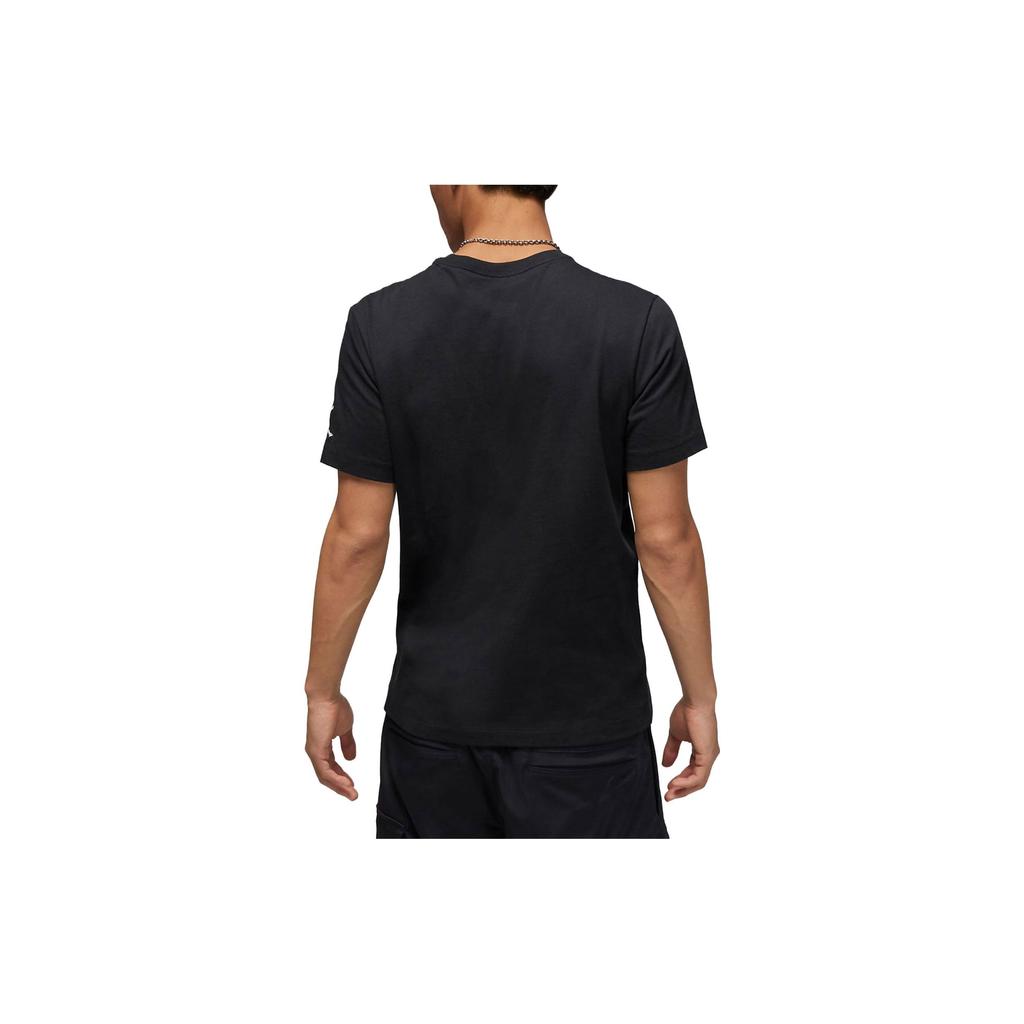 Air Jordan Logo Print Vintage Bordado Malha Gola Redonda Camiseta Masculina Tops Preto DM3183-010