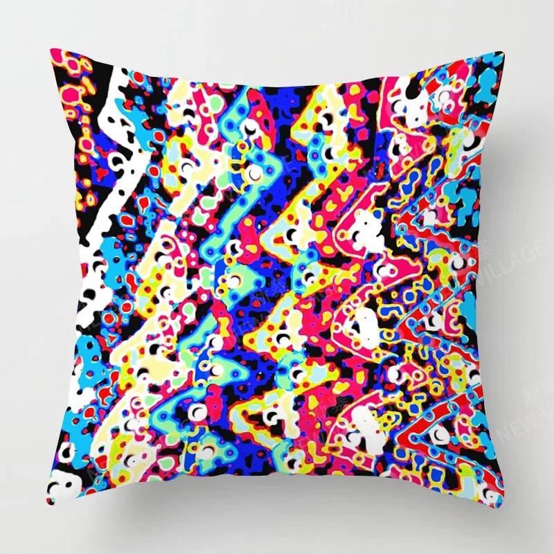Home Decor Colorful Ethnic Pattern Digital Print Pillow Covers Pattern Cushion Cover Suitable for Sofa Bedroom Car Pillow Cover