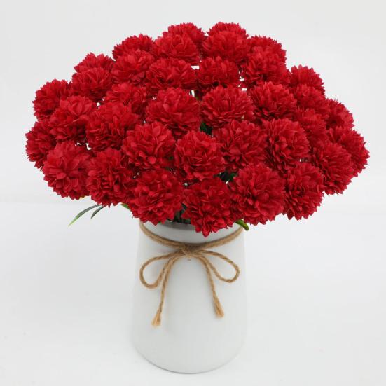 6 Pcs Artificial Hydrangea Flower Faux Chrysanthemum Ball Flower Fake Long Stem Hydrangea Bridal Bouquet for Home Office Wedding Decor