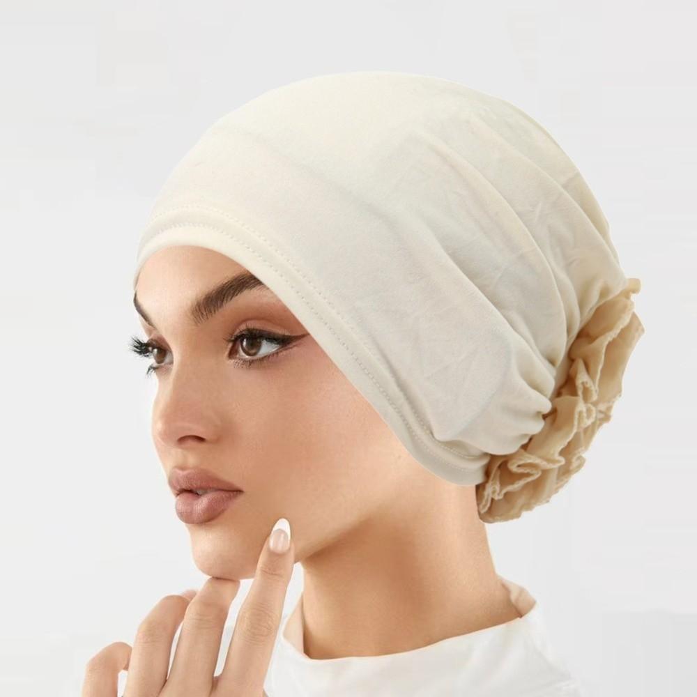 Wrap Style Flower Turban Hat Elastic Islamic Headband Fashion Hijab Caps  Hair Loss
