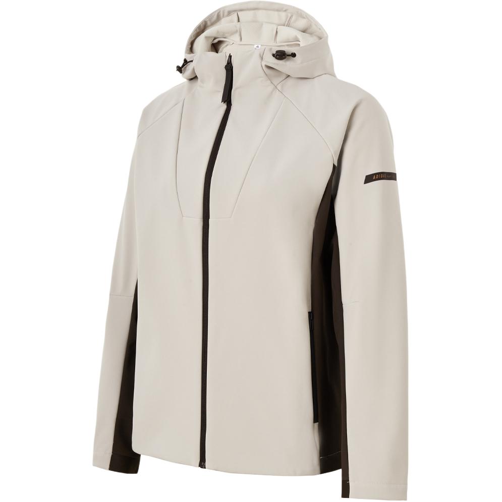 adidas Women s Beige and Black Colorblock Hooded Windproof Woven Jacket KG8961 XS