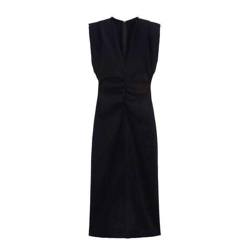 Kaslead New Arrival Women's Clothing Fashion Style Fashion Ruched Sleeveless Waist Midi Skirt Dress 2371650