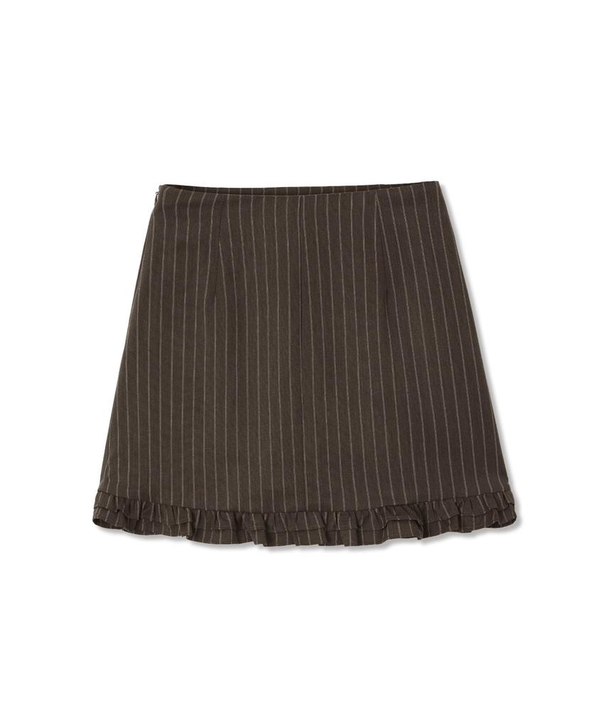 Michikoleondeonkosino Striped Shirred Mini Skirt Chocolate Brown