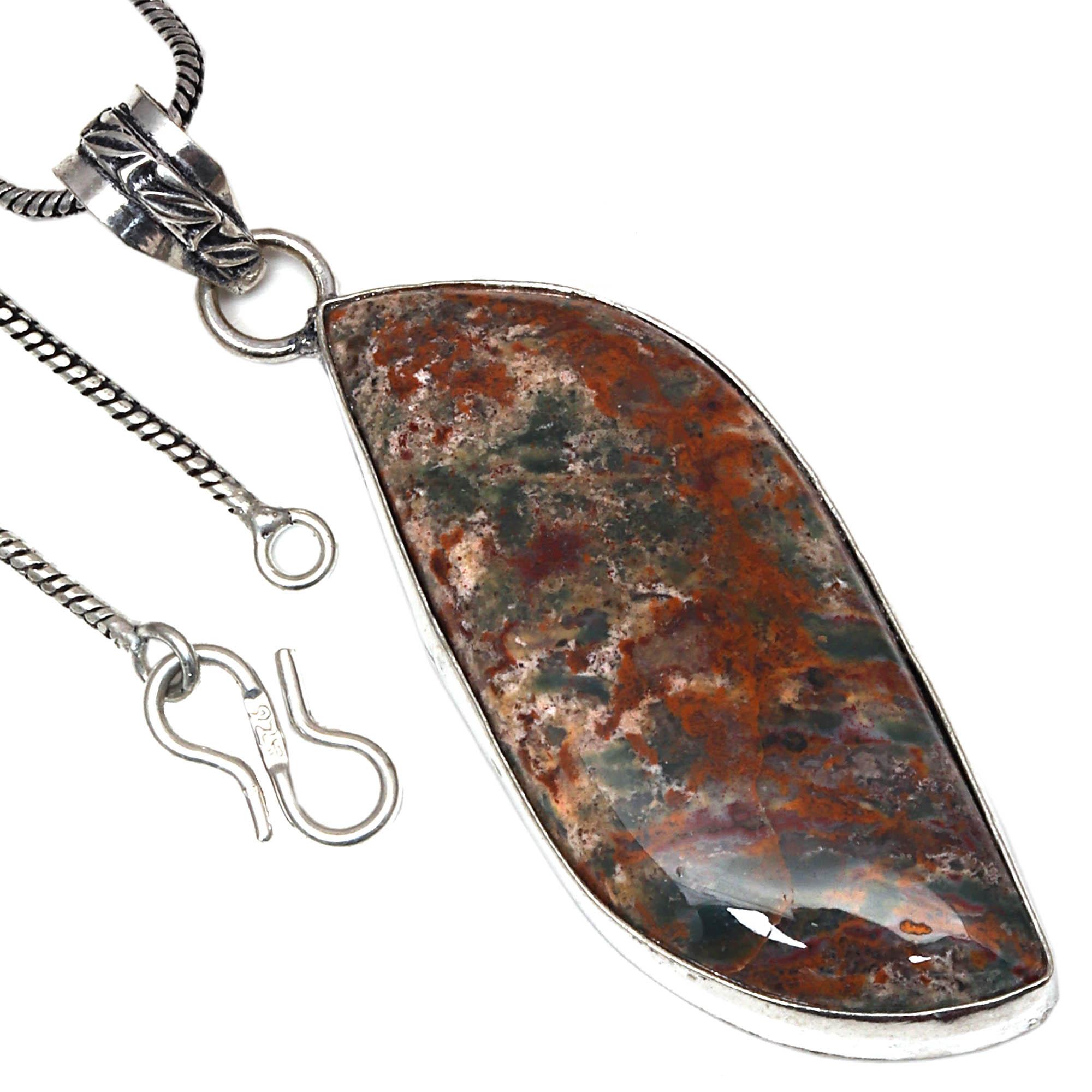 

Подвеска Ocean Jasper Gemstone Handmade Gift For Her Silver Jewelry 2.75