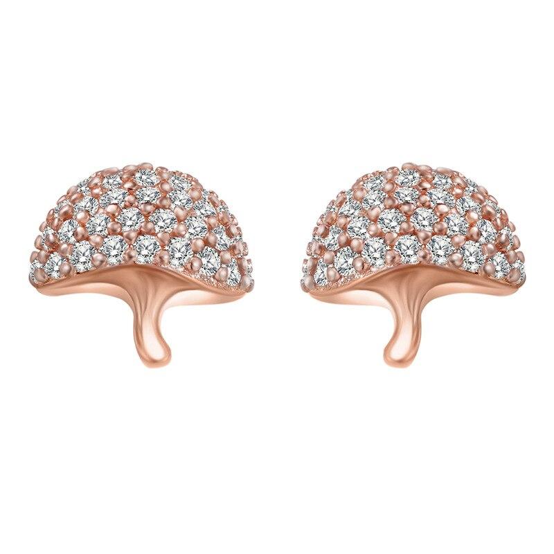 

Серьги-гвоздики из стерлингового серебра 925 пробы из розового золота с ярким грибом и цирконием, европейские и американские женские модные украшения, подарок для пары