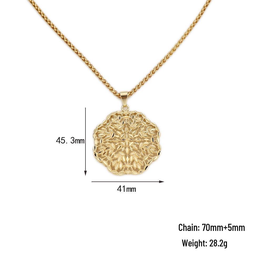 European & American Retro Brass Hollow Flower Pendant Necklace