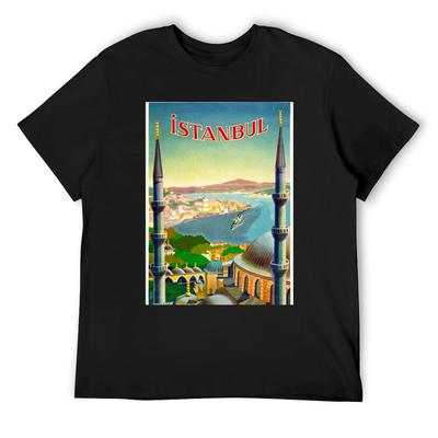 Istanbul Turkey Vintage Poster 1939 T-Shirt T-shirts Man Tshirts Personalised Custom Shirt Oversized T Shirt Mens White T Shirts