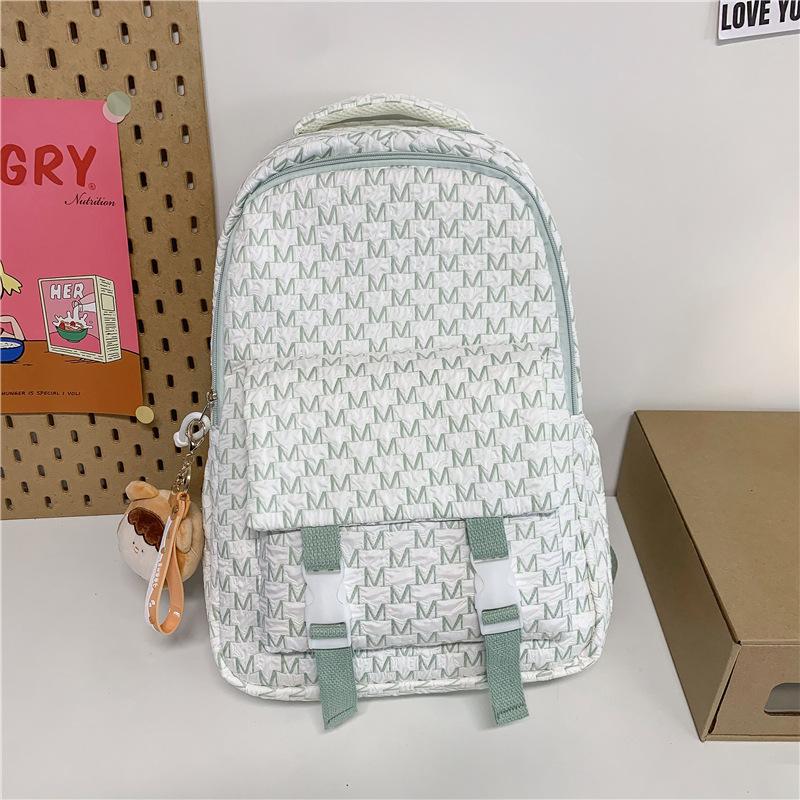 Junior high school student backpack new nylon letter student schoolbag large capacity simple backpack female