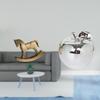 Rustic Wooden Rocking Horse And Ceramic Fruit Figurine Sculpture Ornament for Home Decor Countertop