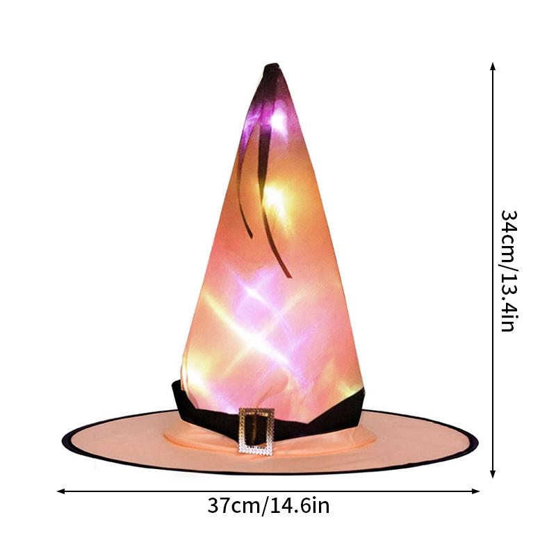 Chapéu de Bruxa LED Decoração Halloweeen Exterior Chapéu LED Bruxa Cosplay Dia dos Mortos Mexicano Festa Bola Mago Cosplay Para