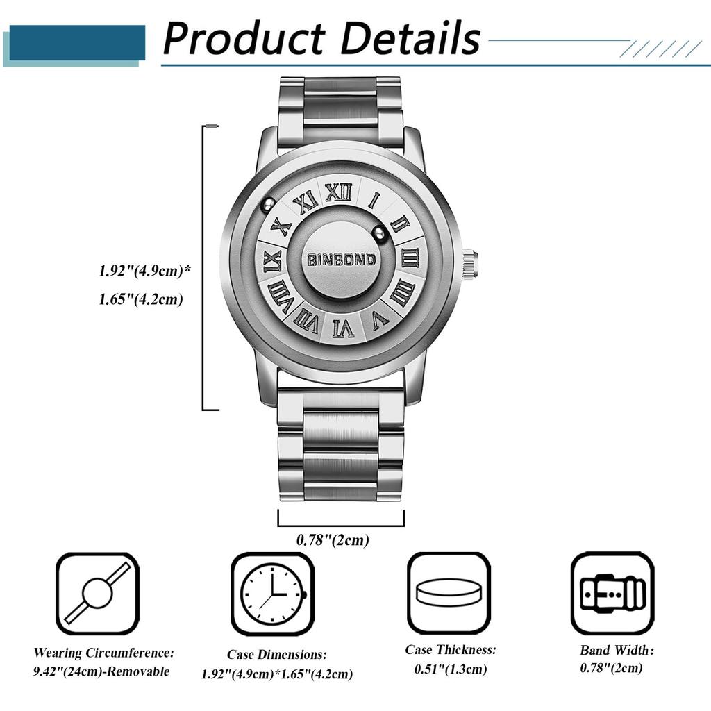 Vattentät Magnetisk Snygg och Populär Kvarts Modeklocka med Rostfritt Perfekt för och Vardaglig Bekväm för och som en Gåva till Honom Herrklocka,