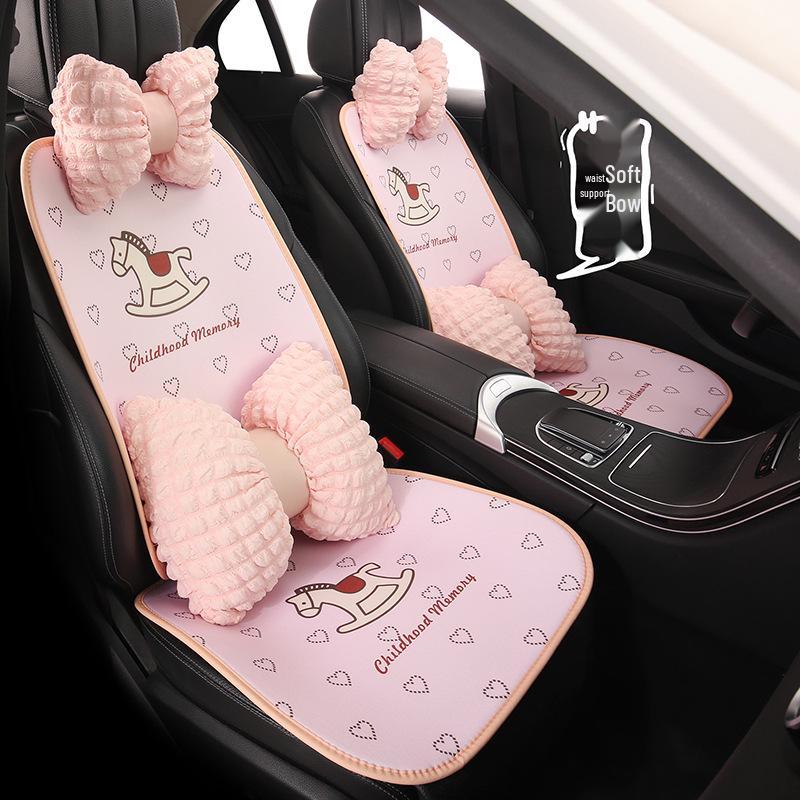 Cute Horse Cartoon Car Seat Cushion for Volkswagen Golf, T-Cross, T-Roc, Tayron, Bora - All Seasons