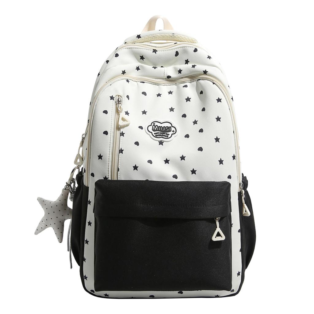 Schoolbag milk huhu cherry blossom powder star color matching backpack vitality junior high school girls class outing lightweight versatile schoolbag