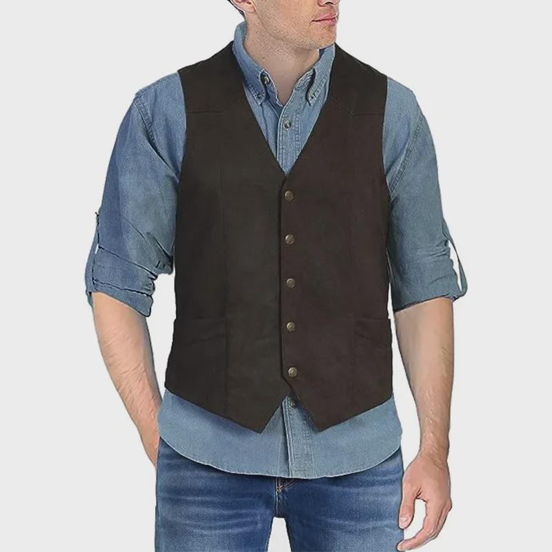 Vestă de costum retro cu gât în V, slim fit pentru bărbați, pentru ținută casual și formală
