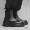 Chelsea boots men's new foot cover men's thick-soled cigarette boots fashion medium tube Korean version Martin boots 28291-J