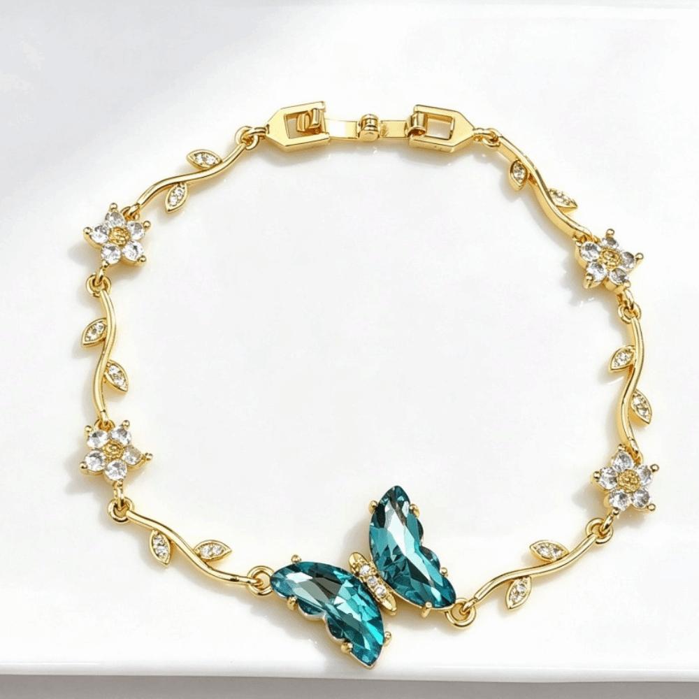 Crystal Inlay Crystal Bracelet Zirconia Women Bracelet Minimalist Look Leaf Bracelet Dating Outfit