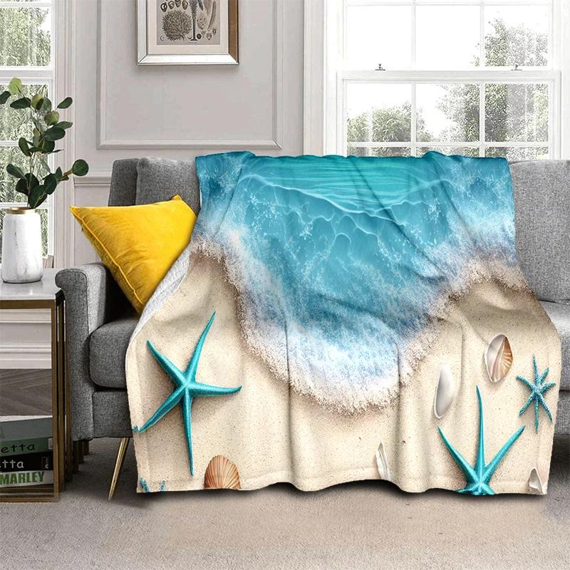 3D Starfish Beach 29 Style Shell Sea Star Sand Cartoon Blanket,Soft Throw Blanket for Home Bedroom Bed Sofa Picnic Office Cover