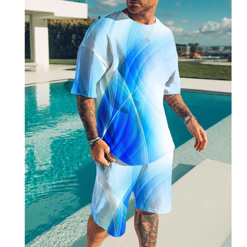 Herren Sommer Schmetterling Kreativ 3D Gedrucktes Freizeitset Bequem Locker Farbbedruckte Sportbekleidung