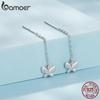 BAMOER 925 Sterling Silver Snowflake Droplet Dangle Earrings for Women Teens Elegant Long Dangling Earrings Threader Tassel