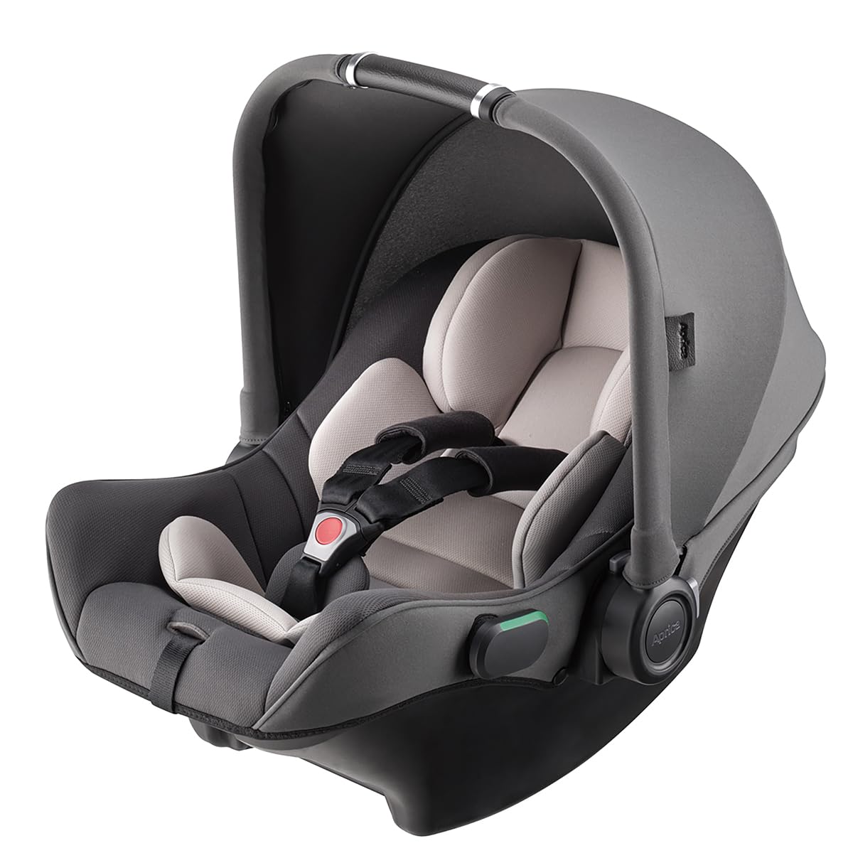 

Aprica Air Carry AB Child Car Seat, Seat Belt Attachment, for Newborns to 15 Months, R129 Compliant, 5-in-1 Travel System, Infant Car Seat (Gray)