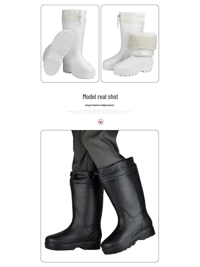 Unisex Ultra-Light EVA Cotton Rain Boots: Non-Slip, Oil-Resistant Footwear for Cold Storage, Fishery, and Food Industry.