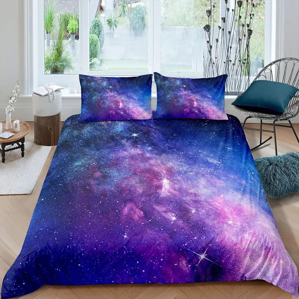 Comforter Galaxy 3D Printed Space Themed Bedding Set Kid Boy Galaxy Series Universe Pattern Polyester For Girl