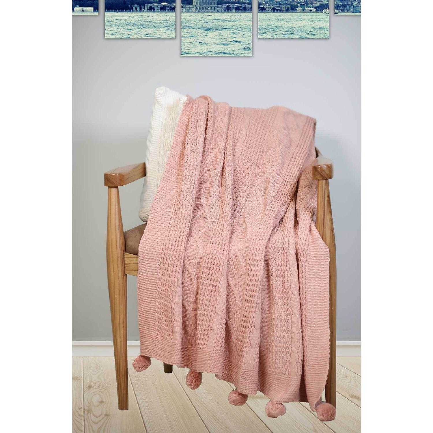 

Вязаное одеяло для телевизора-диванная шаль Пудра (130x170см) 130 x 170