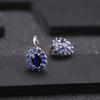 Fashion 1.89Ct Natural Blue Sapphire Earrings 925 Sterling Silver Gemstones Vintage Stud Earrings for Women Fine Jewelry