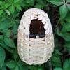 090D Small Bird Nest with Metal Hook Hand-Woven Bird Eco-friendly Natural Bamboo Cage Accessories Hanging Bird Shelter