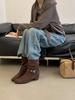 Inner height increase and thin short boots autumn and winter new simple design retro pleated stacking boots short boots