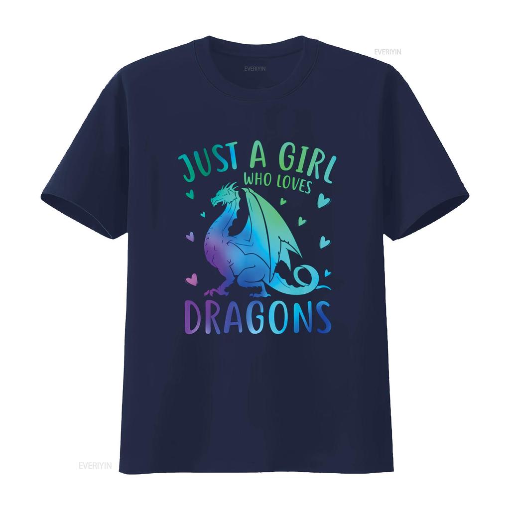 Cute Just A Girl Who Loves Dragons Women and Girls T Shirt vintage Washed fashion graphic Slightly Casual Stylish Versatile