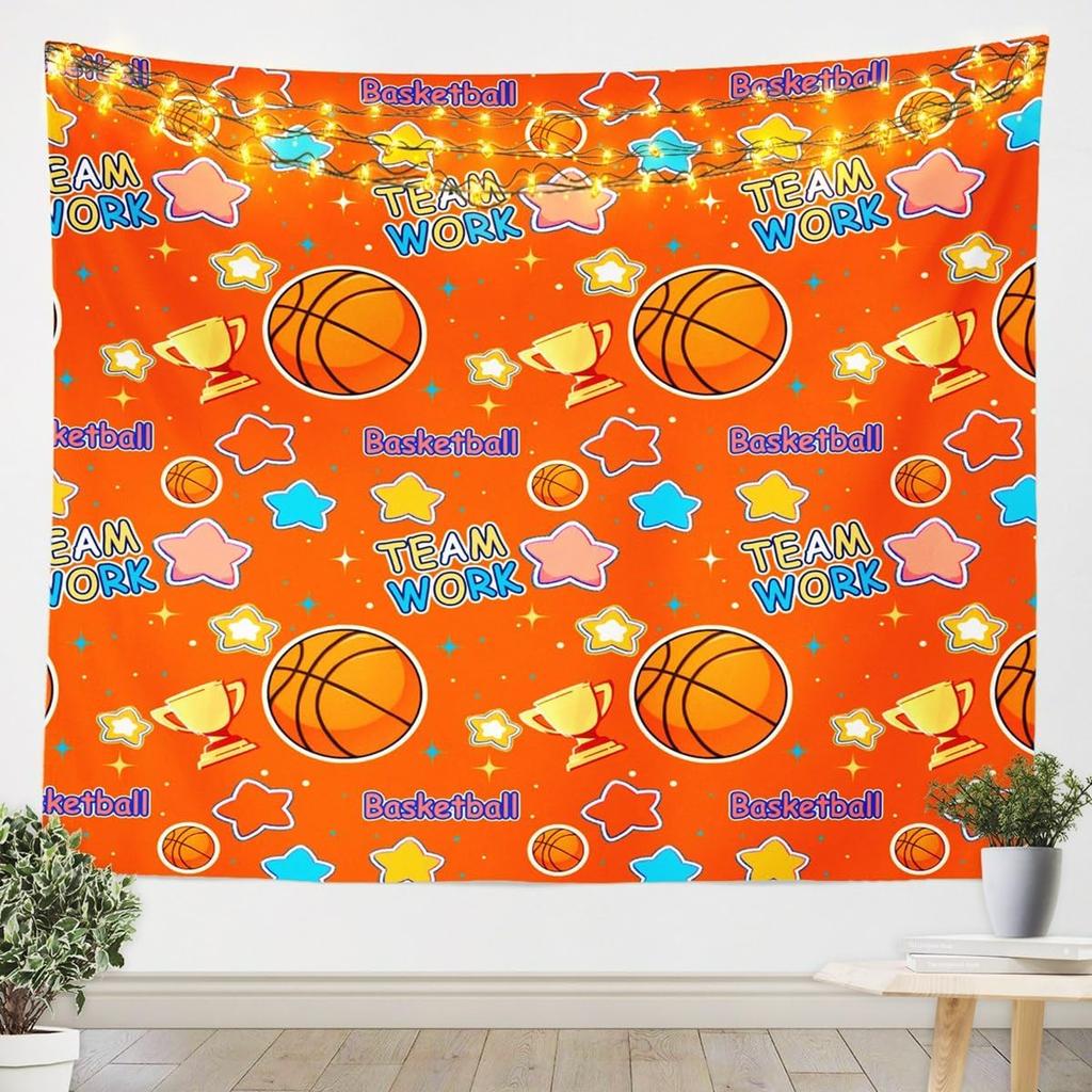 Sports Theme Tapestry for Teen Boys Gift Basketball Tapestry 3D Print Ball Games Wall Hanging For Bedroom Living Room Dorm Decor
