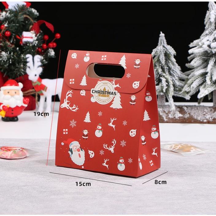 Kraft Paper Bag Christmas Packaging Gift Paper Handbag Santa Claus Snowman Pattern Merry Christmas Home Party Decor Candy Bag
