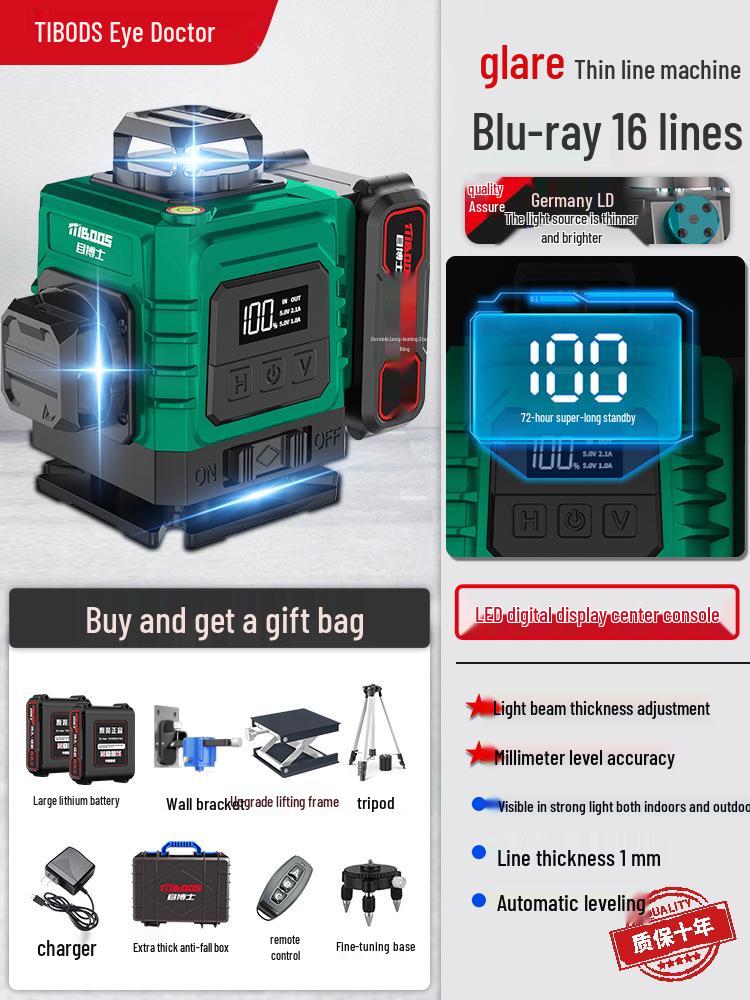 High-Precision Infrared & Green Light Laser Level with Auto-Leveling for Engineering and Surveying