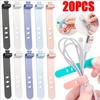 20PCS Reusable Silicone Cable Tie, Elastic Cord Strap for Earphone USB, Durable Wire Winder, Multicolor Black Pink Blue White