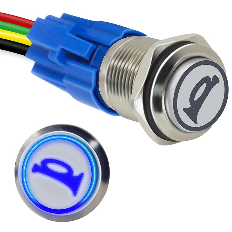 Horn Button, Momentary Push Button Switch, Horn Switch for Car Modification, Push Button Switch a Tail Plug Harness
