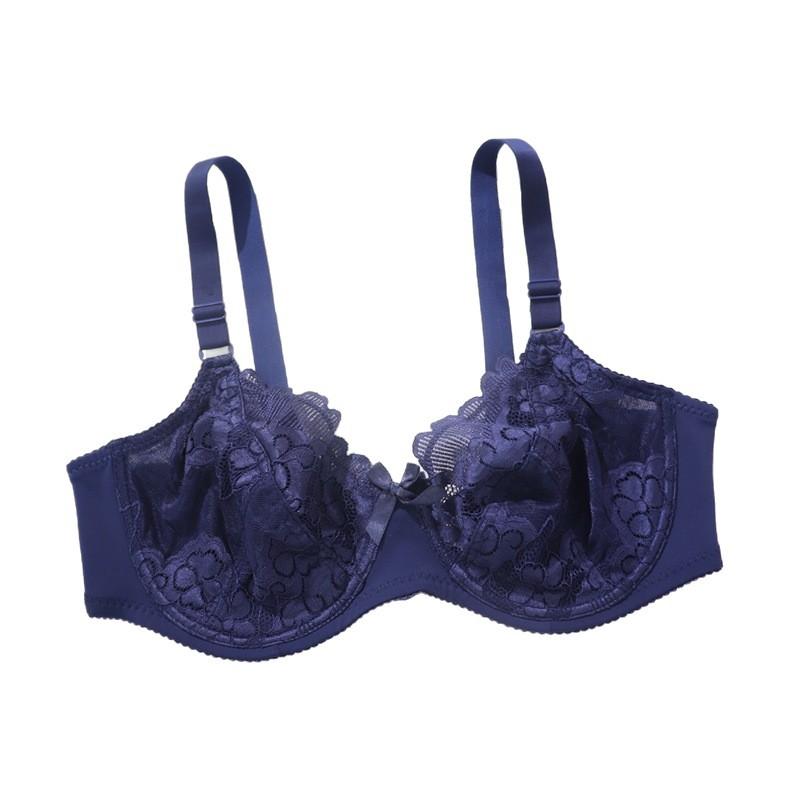 Ladies Rear Double-breasted Fixed Shoulder Strap Bra Sexy Lace Edge Comfortable Breathable Bra Full Cup Steel Rim Underwear
