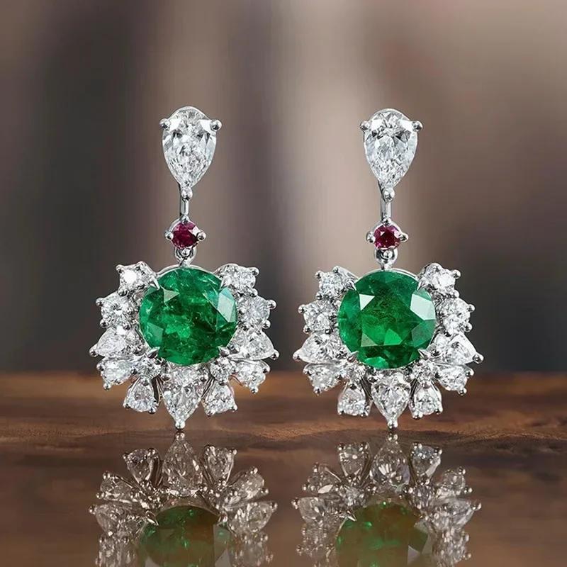 2026 New Style Fashion Green Crystal Pendant Earrings for Women's Engagement Party Accessories with Noble Unique Zircon