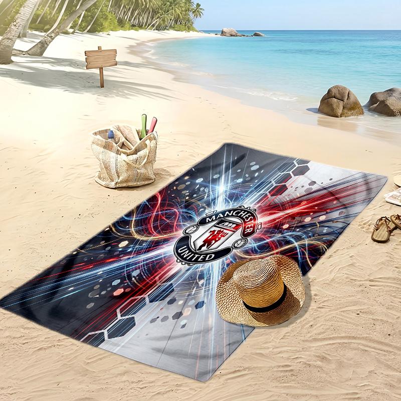 Asciugamano da Spiaggia Stampato Manchester United Asciugamano Morbido ad Asciugatura Rapida Coperta da Spiaggia Rettangolare Grande Portatile per Viaggi Piscina