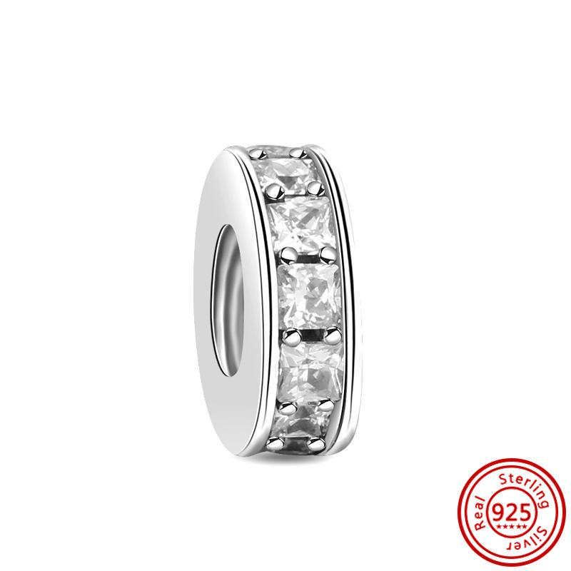 Fit Original Charms Bracelet Jewelry 100% S925 Sterling Silver Crown Flowers Heart Pave Shiny Simple Silver Color Beads