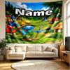 Custom Name Personalized Blue Smurfs Print Tapestry, Wall Art Decor, Bedroom, Dorm, Apartment, LivingRoom, Party Backdrop, Gift for Birthday