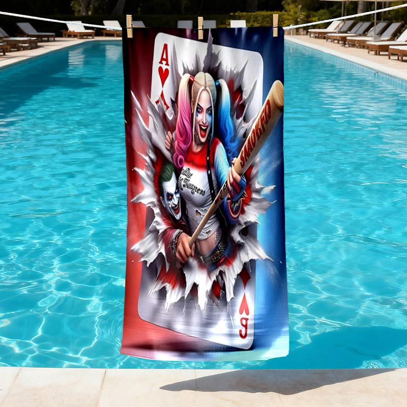 Superhero Print Beach Towel Design, Soft, Lightweight. for Home Bathroom, Spa, Pool, Yoga, Surfing, Camping, Gift for Family, Friend