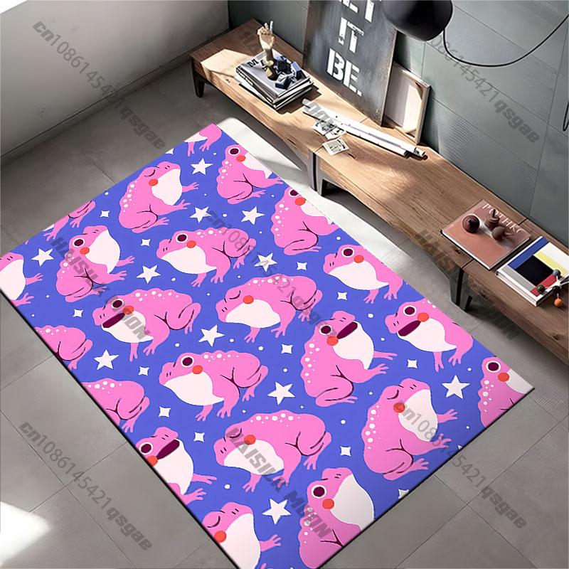 Pink frogs patterned design carpet Yoga living room room decor children's crawling mat doormat area rug games mat